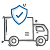 delivery truck Icon with a shield on it